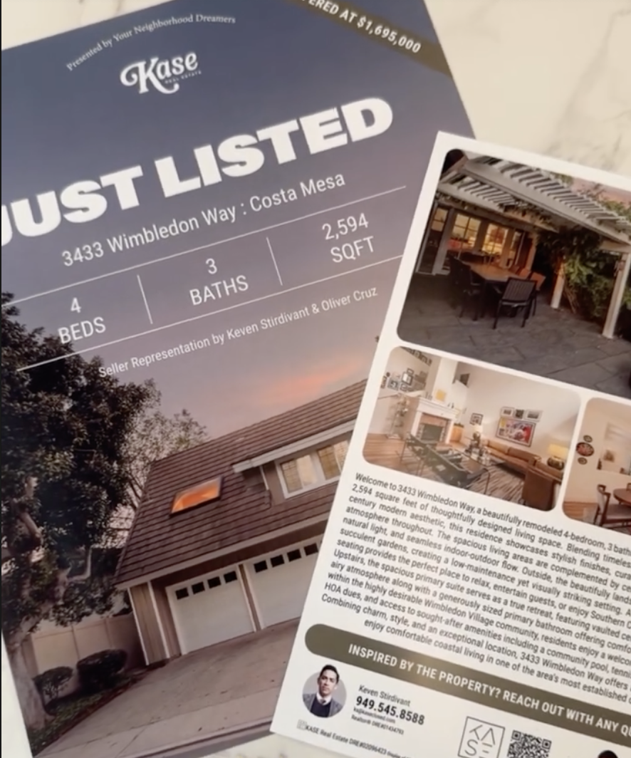 Kase Real Estate just listed mailer — 3433 Wimbledon Way